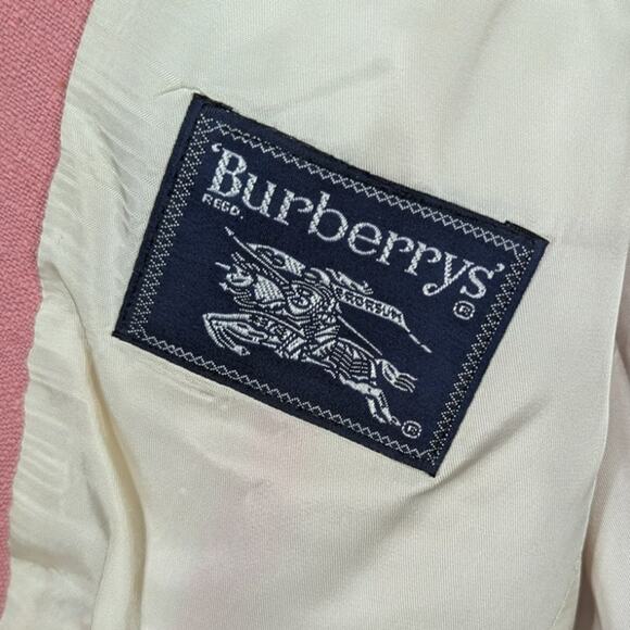 Vintage Burberry Blazer Womens Medium Pure Silk Pink Lined Jacket Preppy READ - Picture 9 of 11